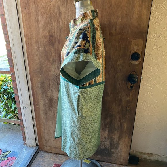 ART TO WEAR Patchwork DUSTER Butterflies Leaves Floral S/M - Picture 6 of 8
